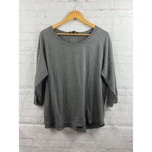 Jeans by Buffalo Gray 3/4 Sleeve Top Womens Size XL Rhinestone Sleeves Holiday